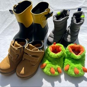 COPY - Lot of 4 Toddler Boys Size 5/6 Rain Boots Snow Boots Timbs Monster Slipp…